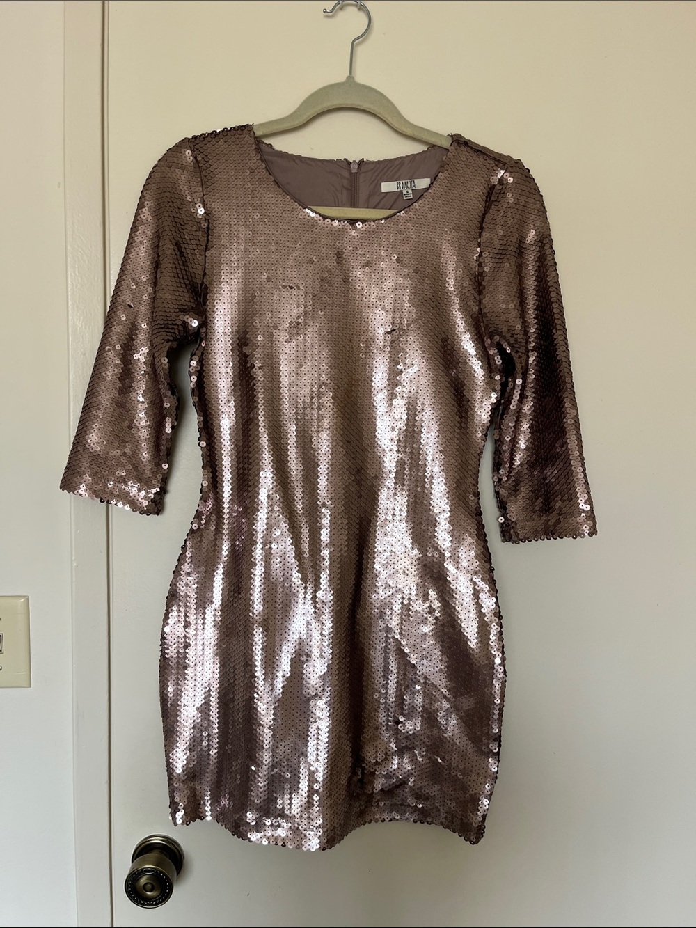 BB Dakota Rose Gold Sequin Shift Dress